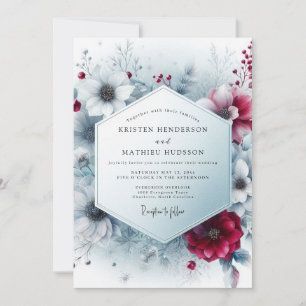 Invitation Mariage Fleur d'Hiver Bourguignon Profond