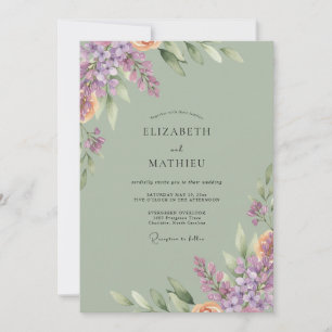 Invitation Mariage Fleur d'Olivier Améthyste
