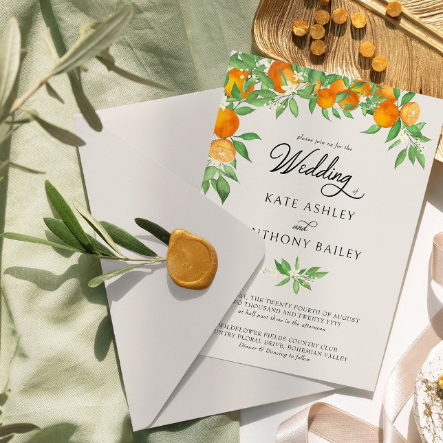 Invitation Mariage Fleur d'Oranger Agrumes (Wedding Invitation from the Orange Blossom Wedding Collection by Darling & May)