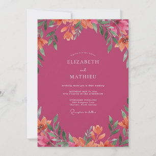 Invitation Mariage Fleur d'Oranger Magenta