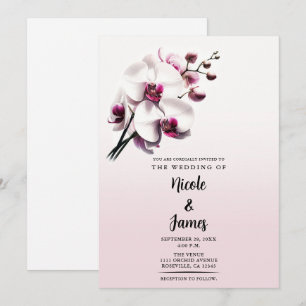Invitation Mariage Fleur d'Orchidée Rose et Blanc