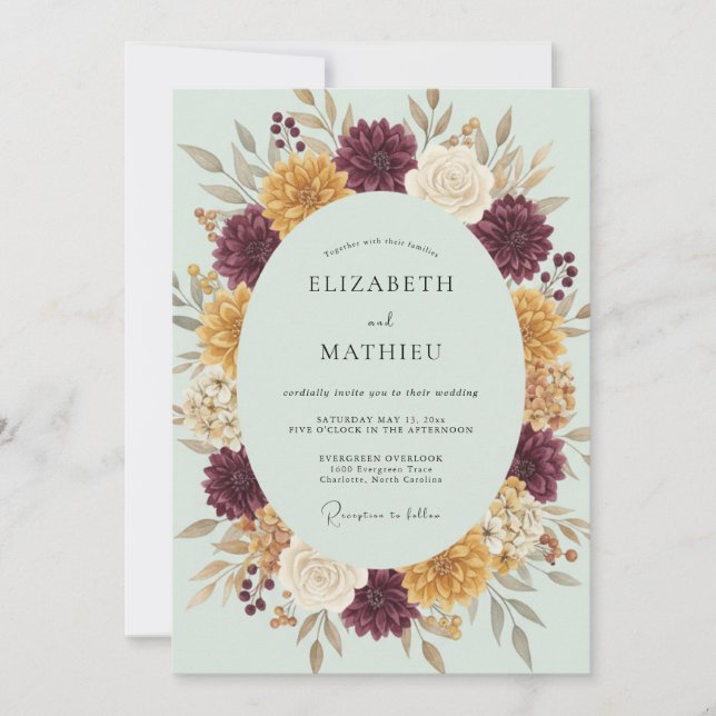 Invitation Mariage Fleur Dorée de Bourgogne (Devant)