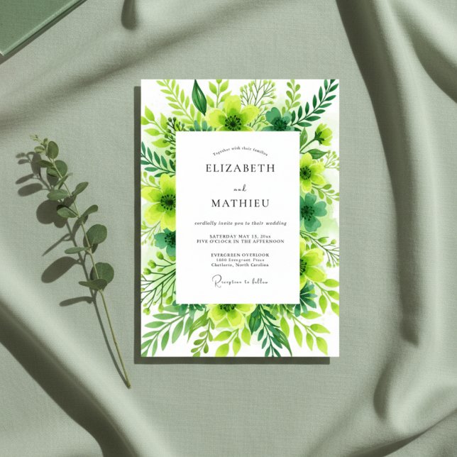 Invitation Mariage Fleur Émeraude Verte (Créateur téléchargé)