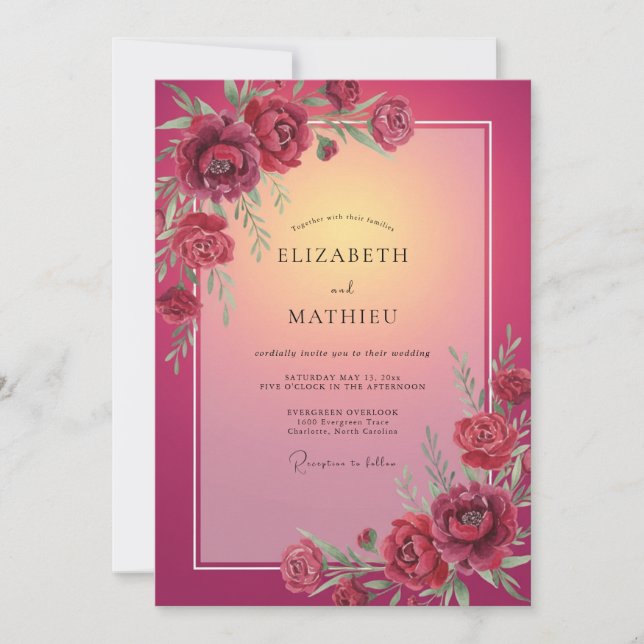 Invitation Mariage Fleur Enchantée de Bourgogne (Devant)