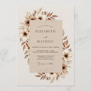 Invitation Mariage Fleur Éthérée Brun