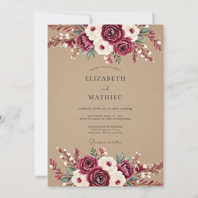Invitation Mariage Fleur Éthérée de Bourgogne (Devant)