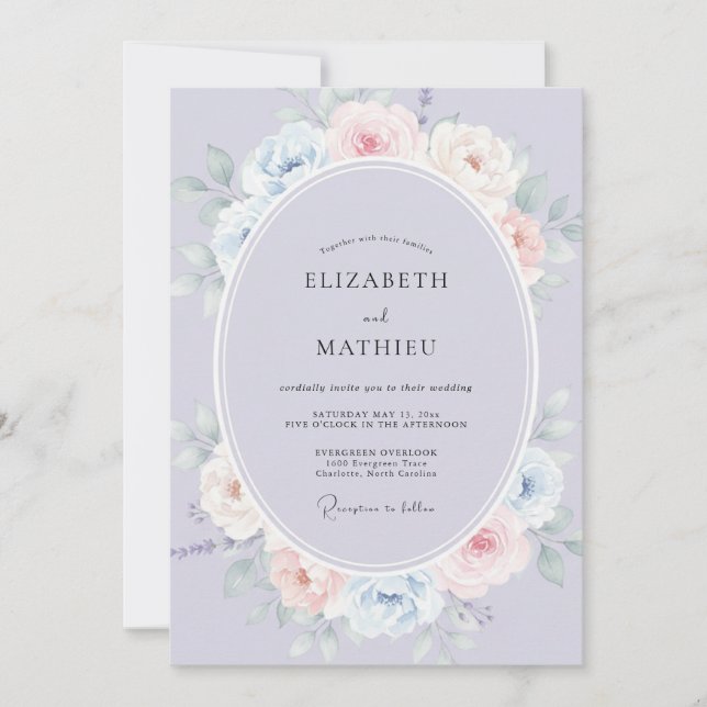 Invitation Mariage Fleur Éthérée de Lavande (Devant)