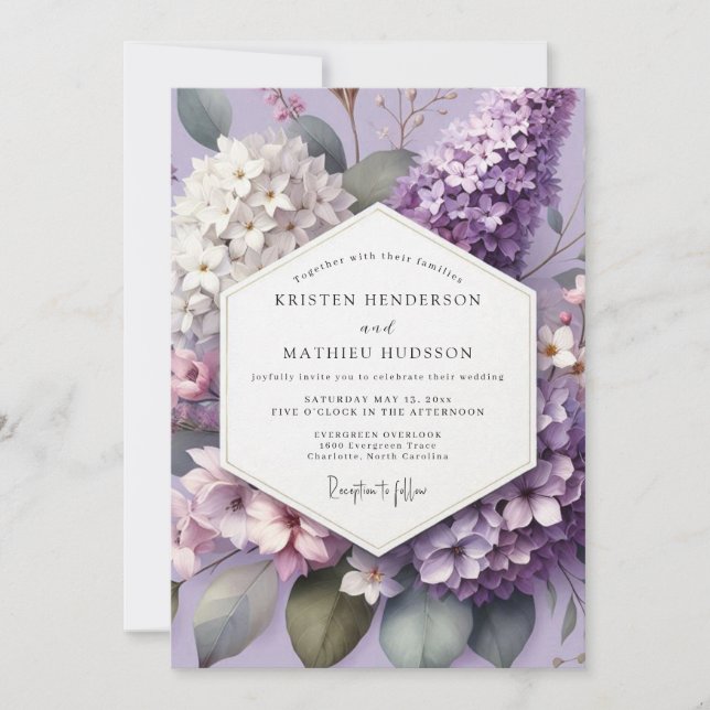 Invitation Mariage Fleur Éthérée de Lavande (Devant)