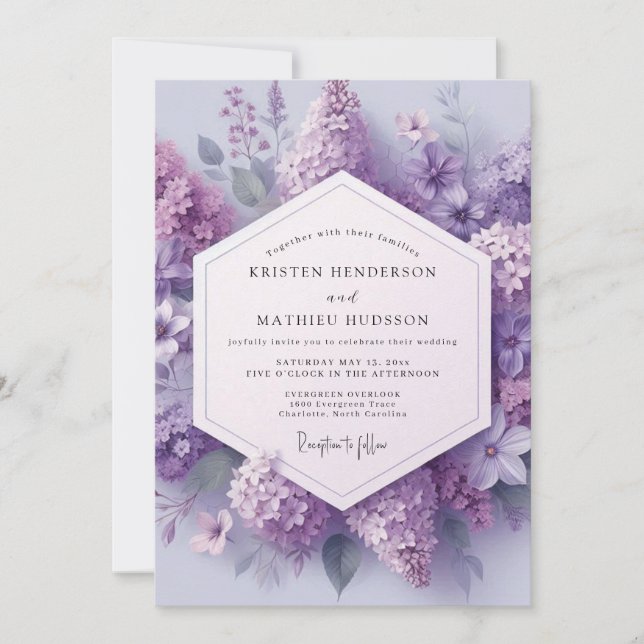 Invitation Mariage Fleur Éthérée de Lilas (Devant)