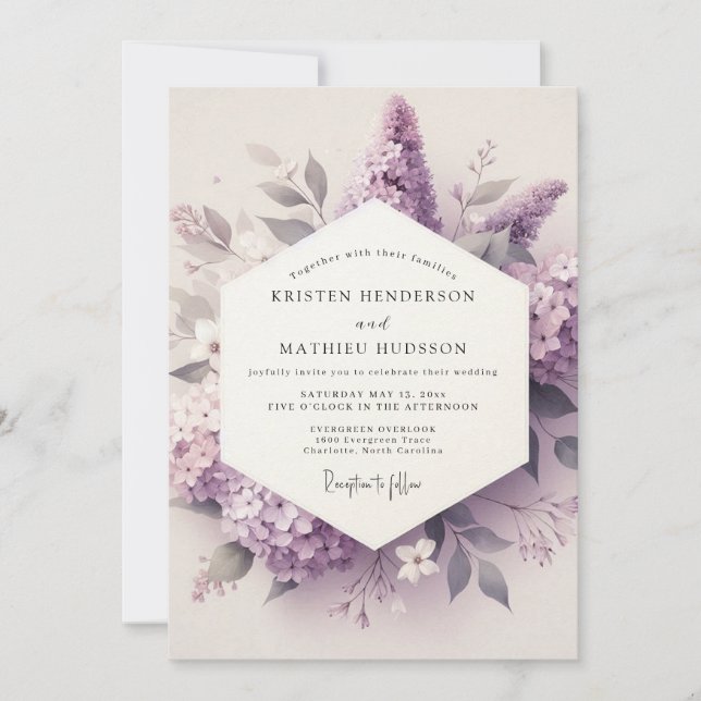 Invitation Mariage Fleur Éthérée de Lilas (Devant)