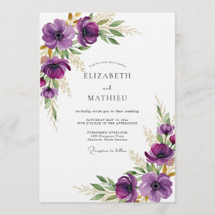 Invitation Mariage Fleur Éthérée de Prune