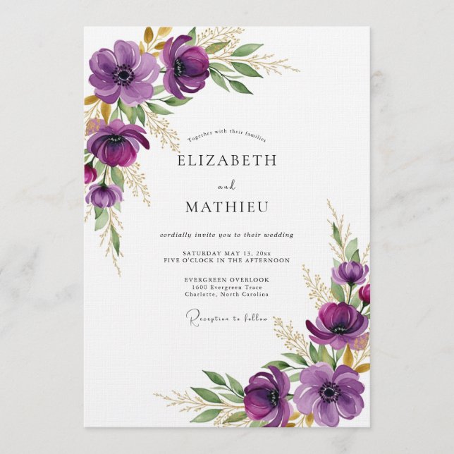 Invitation Mariage Fleur Éthérée de Prune (Devant)