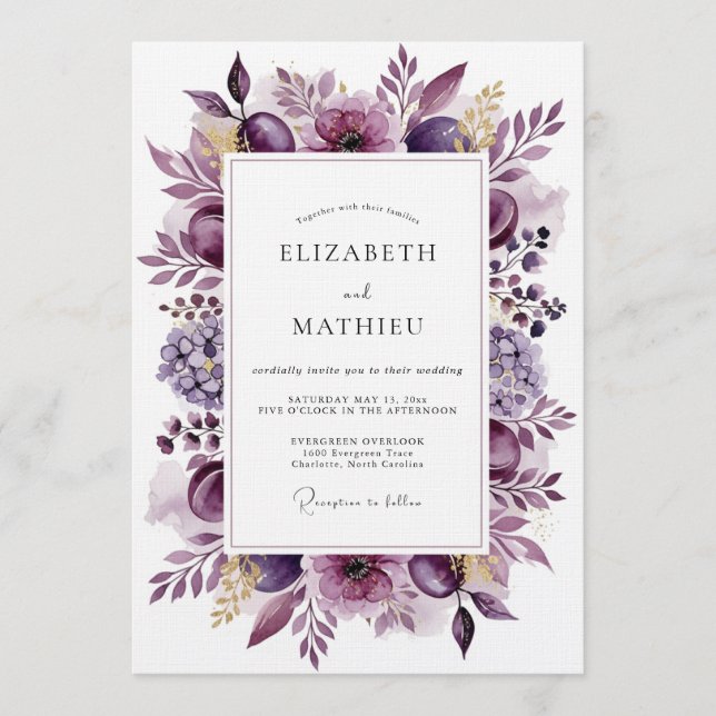 Invitation Mariage Fleur Éthérée de Prune (Devant)