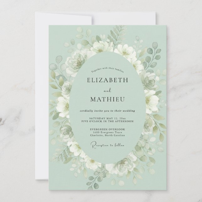 Invitation Mariage Fleur Éthérée de Sauge (Devant)