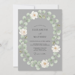 Invitation Mariage Fleur Éthérée Grise