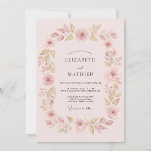 Invitation Mariage Fleur Éthérée Rose Pâle