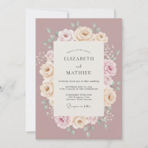 Invitation Mariage Fleur Éthérée Rose Poussiéreuse