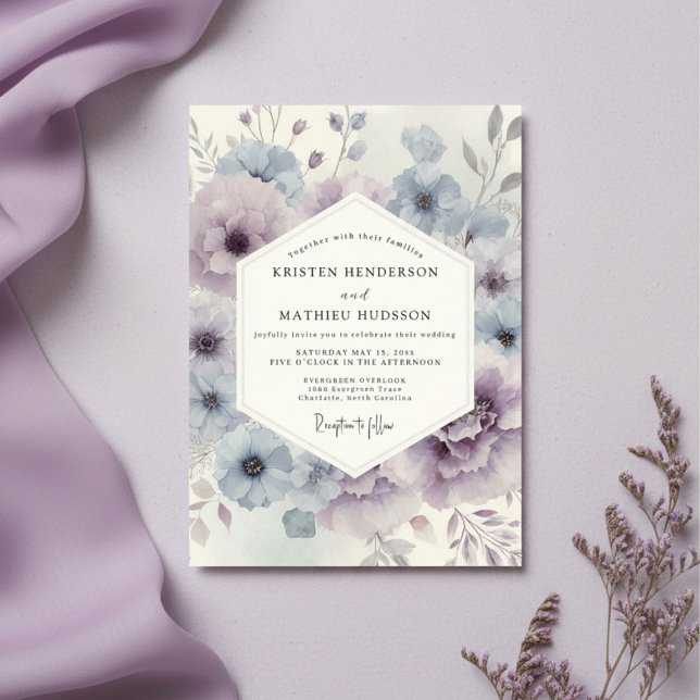 Invitation Mariage Fleur Éthérée Violet Poussiéreux (Créateur téléchargé)