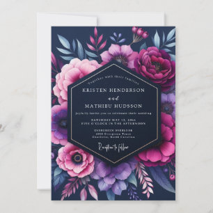 Invitation Mariage Fleur Indigo Opulente
