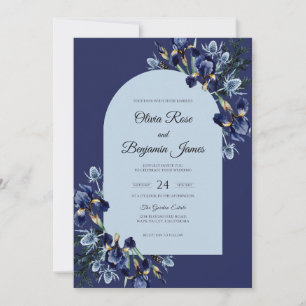 Invitation Mariage Fleur Indigo Saphir