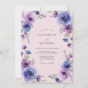 Invitation Mariage Fleur Indigo Violet