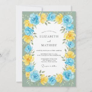Invitation Mariage Fleur Jaune Azur