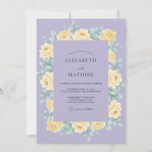 Invitation Mariage Fleur Jaune Lilas