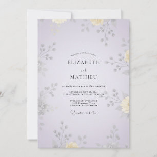 Invitation Mariage Fleur Jaune Lilas Poussiéreux