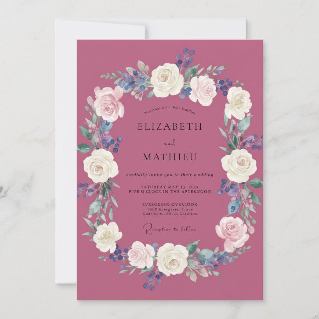 Invitation Mariage Fleur Luxuriante de Prunier (Devant)