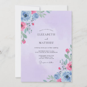 Invitation Mariage Fleur Magenta Pervenche