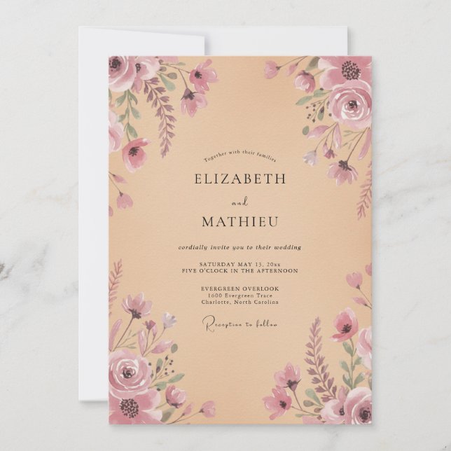 Invitation Mariage Fleur Mauve à la Douce Éclosion (Devant)