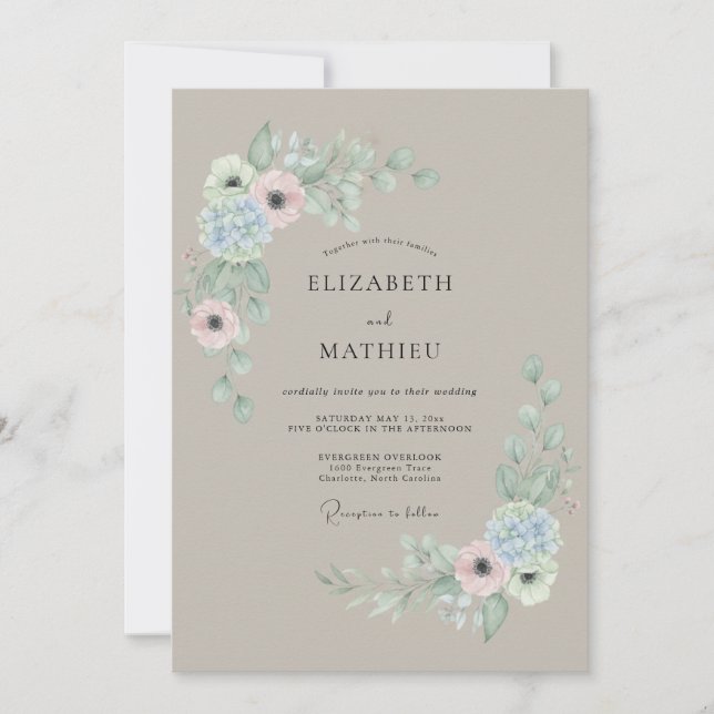 Invitation Mariage Fleur Mauve Délicate (Devant)