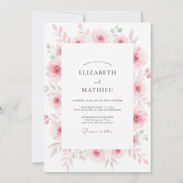 Invitation Mariage Fleur Mauve Douce (Devant)