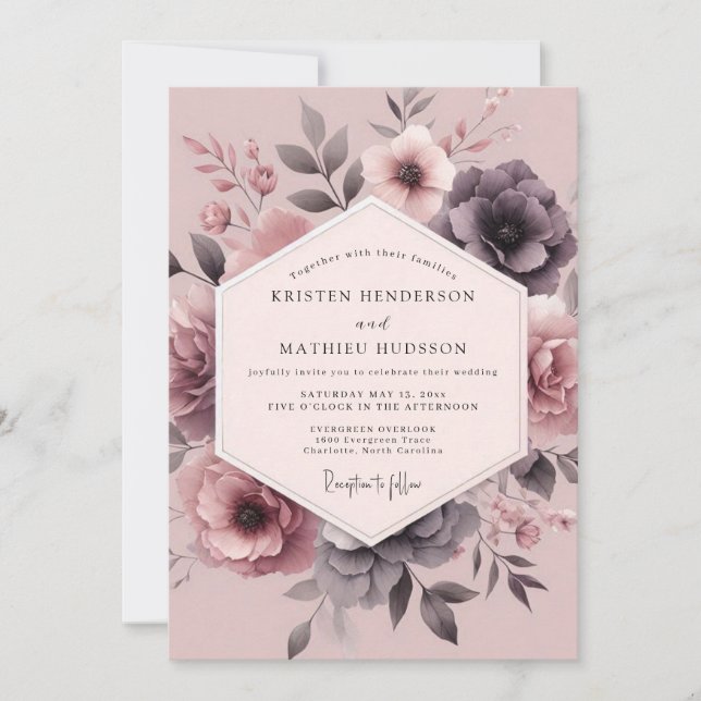 Invitation Mariage Fleur Mauve Humeur Blossom (Devant)