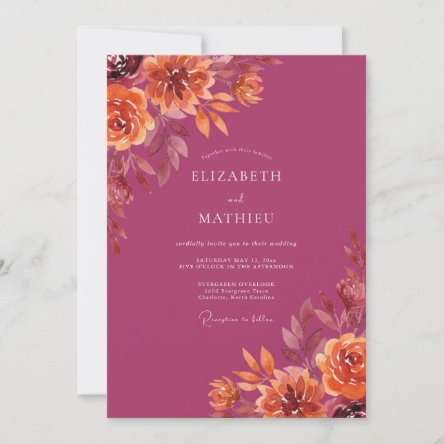 Invitation Mariage Fleur Opulente de Prunier (Devant)
