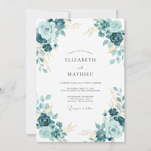 Invitation Mariage Fleur Opulente de Teal (Devant)