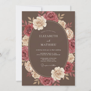 Invitation Mariage Fleur Opulente Marron