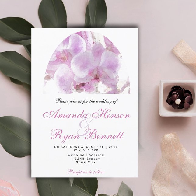 Invitation Mariage Fleur Orchidée Rose Aquarelle Florale (Créateur téléchargé)