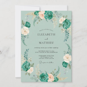 Invitation Mariage Fleur Peinte en Écume de Mer