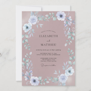 Invitation Mariage Fleur Poussiéreuse Rose Tendre