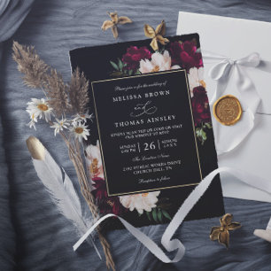 Invitation Mariage Fleur QR Code Burgundy Blush Atmosphère