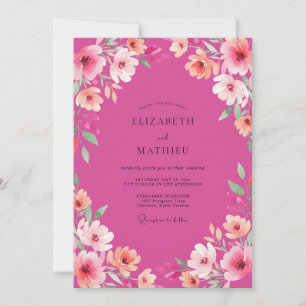 Invitation Mariage Fleur Radieuse Fuchsia