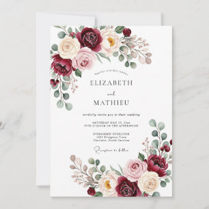 Invitation Mariage Fleur Romantique Bourgogne