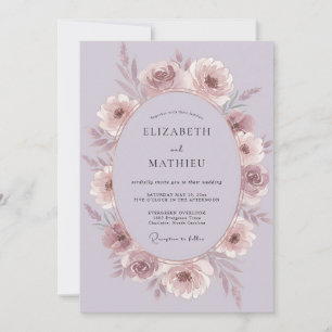 Invitation Mariage Fleur Romantique Mauve
