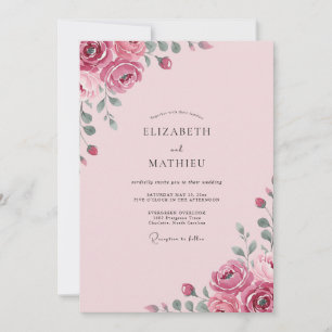 Invitation Mariage Fleur Rose Clair