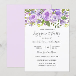 Invitation Mariage Fleur Rose Lavande Fête de Fiançailles