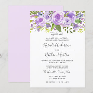 Invitation Mariage Fleur Rose Lavande Violette