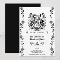 Mariage Fleur Rose Vigne Squelette Noir Blanc
