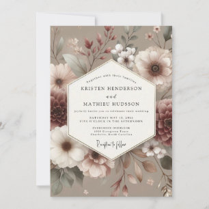 Invitation Mariage Fleur Rosewood Éteinte