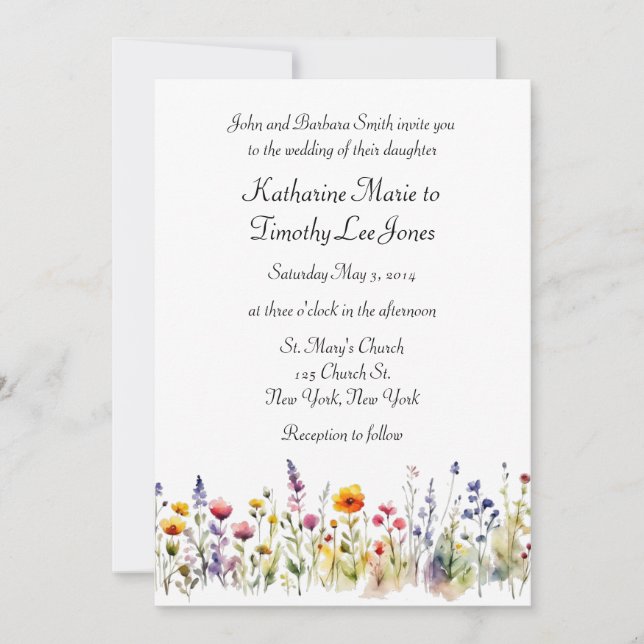 Invitation Mariage fleur sauvage (Devant)